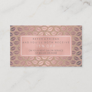 Salon Referral-kaart Roze Gold Roos White Grey Kis Aanbevelingskaartje