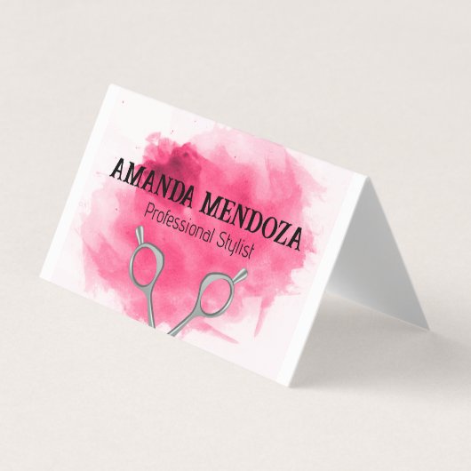 Salon Scharen | Artistiek Rood Aquarel Visitekaartjes (Voorkant)