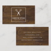 Salon scheert rustieke houten witte doos visitekaartje (Voorkant / Achterkant)