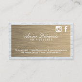 Salon Scissors | Gold Metal Brick | QR-code Visitekaartje (Achterkant)