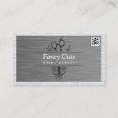 Salon Scissors | Staal en baksteen | QR-code Visitekaartje (Voorkant)