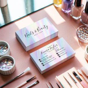 Salon script holografische glam abstracte iriseren visitekaartje