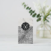 Salon Shears Monogram Marble Trim Leopard Visitekaartje (Staand voorkant)