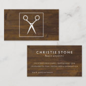 Salon Shears Rustic Wood Appointment Card Afsprakenkaartje (Voorkant / Achterkant)