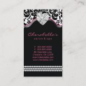 Salon Spa Bijoux Carte de visite rose Damask Bow (Dos)