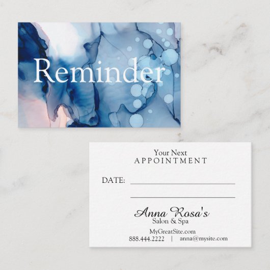 ** Salon & Spa Blauw Abstract Artistiek Chic Afsprakenkaartje (Voorkant / Achterkant)