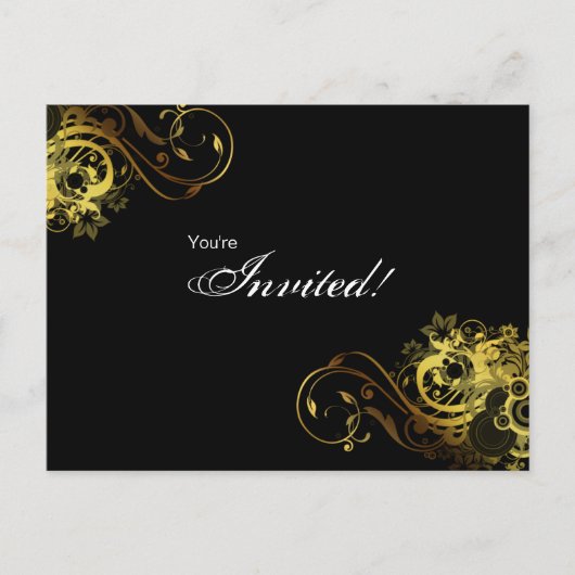 Salon Spa Briefkaart Invitation Gold Butterfly 2 (Voorkant)