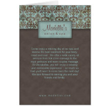 Salon Spa Brochure Blue Brown Damask