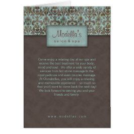 Salon Spa Brochure Blue Brown Damask