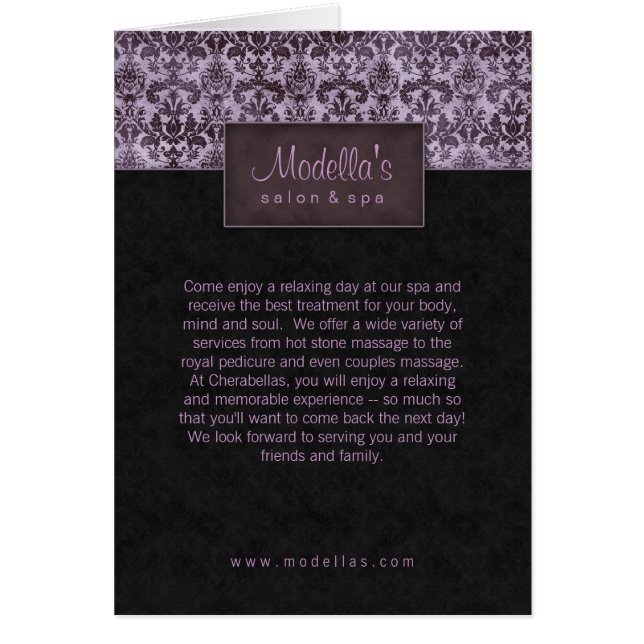 Salon Spa Brochure Paars Damask (Voorkant)