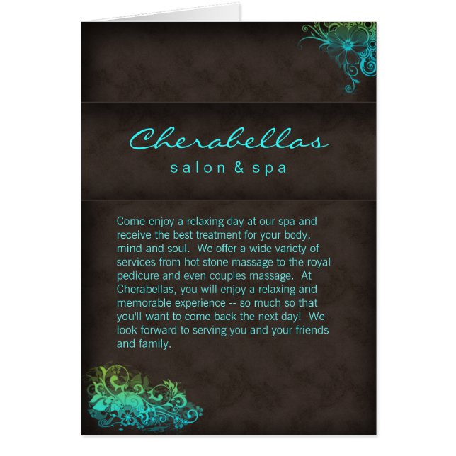 Salon Spa Brochure Turquoise Blue Green (Voorkant)