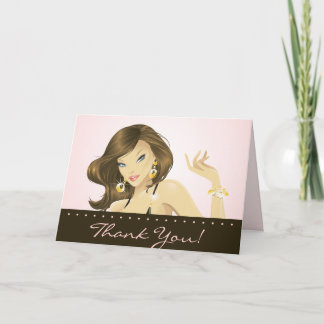 Salon spa Carte de remerciements jolie femme rose