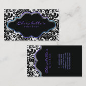 Salon Spa Carte de visite bleu pourpre Damas (Devant / Derrière)