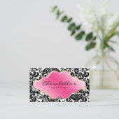 Salon Spa Carte de visite rose Floral Damask (Debout devant)