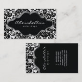 Salon Spa Carte de visite Silver Platinum Damask (Devant / Derrière)