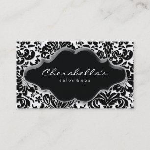 Salon Spa Carte de visite Silver Platinum Damask