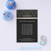 Salon SPA Damask Monogram Elegant Black & Gold Flyer (Enkel)