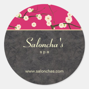 Salon spa floral cherry blossom sticker hot roze