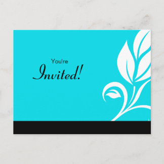 Salon Spa Floral Leaf Carte postale bleu invitatio