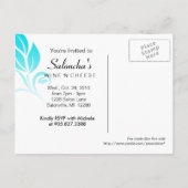 Salon Spa Floral Leaf Carte postale bleu invitatio (Dos)