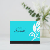 Salon Spa Floral Leaf Carte postale bleu invitatio (Debout devant)