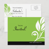 Salon Spa Floral Leaf Carte postale vert d'invitat (Devant / Derrière)