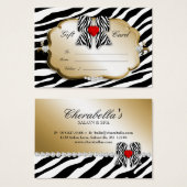 Salon Spa Gift Kaart Valentijn Zebra Gold Black 2 (Voorkant /achterkant)