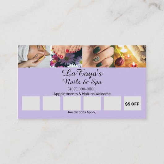 Salon/Spa/Nails Loyaliteit Kaart Sjabloon Visitekaartje (Achterkant)
