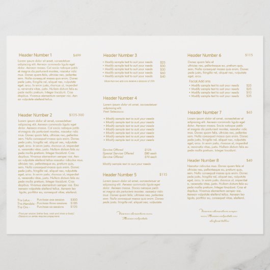 Salon Spa Service Menu Triple Lime Green (Dos)