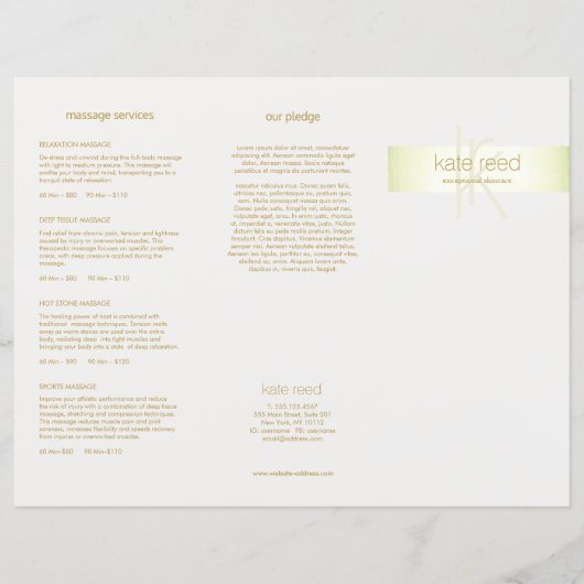 Salon Spa Service Price Menu Trivoudig Lime Green (Voorkant)