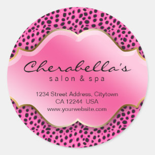 Salon Spa Sticker Roze Zwart Wit Luipaard