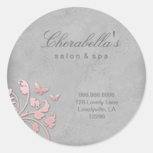 Salon spa vlinder bloemig sticker roze grijs 2