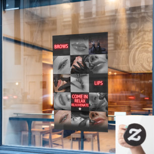 Salon Spa Wenkbrauwen Lippen Kom Binnen Ontspan Op Raamsticker