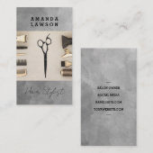 Salon Tools | Kapsalon | Grijs Waterverf Visitekaartje (Voorkant / Achterkant)