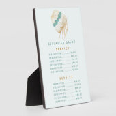 Salon Turquoise Gold Floral Updo Menu Prix Plaque (Côté)