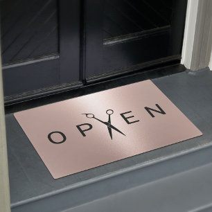 Salon van het haar nam het Gouden Open Onthaal van Deurmat