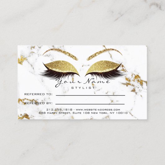 Salon Verwijzing Kaart Make-up Goud Marmer Lash Wi (Achterkant)