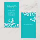 Salon Visitekaartje Elegant Floral White Blue Afsprakenkaartje (Voorkant / Achterkant)