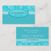 Salon Visitekaartje Spa Blue Damask Oval (Voorkant / Achterkant)