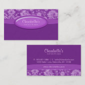 Salon Visitekaartje Spa Paars Damask Oval (Voorkant / Achterkant)