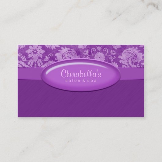 Salon Visitekaartje Spa Paars Damask Oval (Voorkant)
