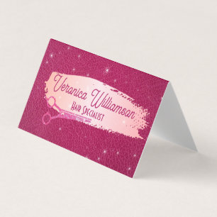 salonschaar   roze leder   Sparkles Visitekaartjes