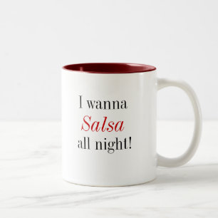 Salsa de hele nacht quote tweekleurige koffiemok