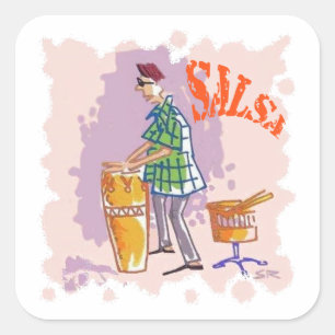 Salsa Drummer-stickers Vierkante Sticker