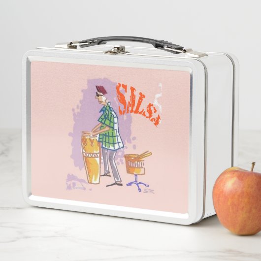 Salsa Drummer witte lunchbox (In situ)
