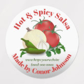 Salsa Hot & Spicy 1,5 "Circle Food Label (Design 1)