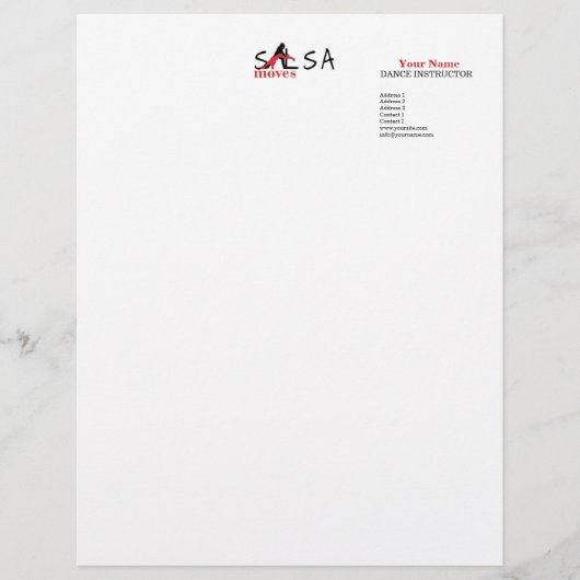 Salsa Moves - Letterhead Custom Briefhoofd (Voorkant)
