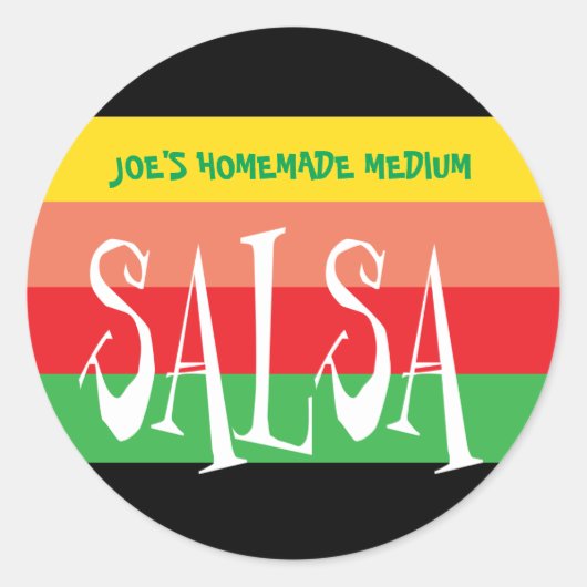 Salsa pot met leuke kleurrijke strepen ronde sticker (Voorkant)