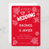 Salsa Rose wedding invitation (Devant / Derrière)