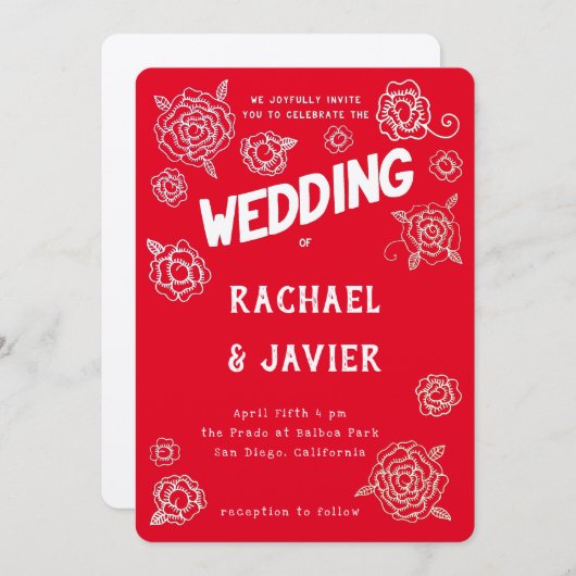 Salsa Rose wedding invitation (Devant / Derrière)